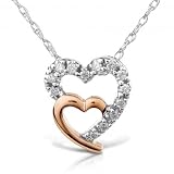 14k Rose and White Gold 1/8ctw Diamond Heart Pendant