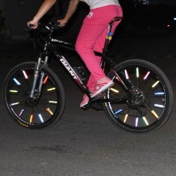 12Pcs Green Spoke Reflector Clips Safety Reflective Mount Warning Light Tube - For All Standard Spoked Wheels - Riding Wheelchair Cycling Mountain Bike Bicycle