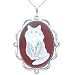 Sterling Silver Red Agate Cat Cameo Pendant, 18