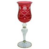 Hand-Engraved Crystal Goblet Candle Lamp-Red (Engravings May Vary)