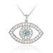 Sterling Silver Aquamarine & Clear CZ Evil Eye Pendant