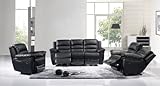 3pc Traditional Modern Electric Recliner Leather Sofa Set, #AM-916-BK