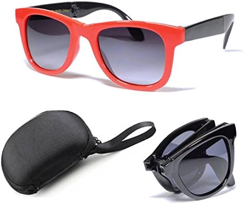 One Stop Discount Shop - New Black Folding Wayfarer Sunglasses Foldable Compact Pocket Size Retro Style