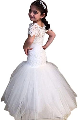 Moliga Mermaid Flower Girl Dresses Lace Tulle Wedding Party Gown042