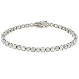 Sterling Silver Round and Princess-Cut Cubic Zirconia Bracelet by Charles Winston, 7.5"