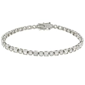 Sterling Silver Round and Princess-Cut Cubic Zirconia Bracelet by Charles Winston, 7.5