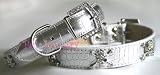 Dog Collar and Leash Set - 12-inch Swarovski Crystal Skull Dog Collars & leash set (silver)
