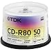 Tub Of 50 Tdk Cd-r80 700mb 52x Inkjet Printable Full Face Wh