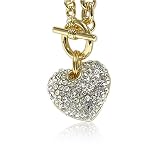 Beautiful Gold Tone Sparkling Heart Crystals Necklace Fashion Jewelry