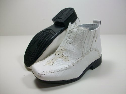 Toddler Boys White Cross Desig Dress Casual Ankle High Boots Styled In Italy Conal By D Aldo
