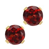 1.00 Ct Round Garnet 14K Yellow Gold Stud Earrings 5mm