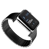 KADES Apple Watch Band, Stainless Steel iWatch Accessories Bands Double Button Butterfly Clasp Closure Link Bracelet Replacement for Sport & Edition (3rd Generation) - 42mm - Black