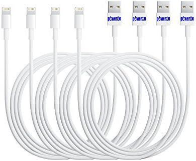 Poweron Certified iPhone 6 6 Plus Cord Charger 8 Pin Connector Cable Sync Data Transfer (4 Pack) - (8 Pin to USB Cable - 3.25ft / 1m) for iPhone 6, 6Plus, 5s, 5c, 5, iPad Air, Air2, Mini, Mini2, iPad 4th Gen, iPod Touch 5th gen, and iPod Nano 7th Gen - Compatible With All Latest iOS (4Pack)