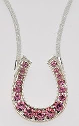 Large Rhinestone Horseshoe Necklace, Pink