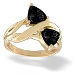14K Yellow Gold Genuine Trillion Black Onyx Ring