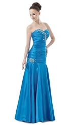 Strapless Satin Sheath Crystal Beaded Backless Lace-Up Floor Length   Ball Gown Bridesmaid Dress/Prom Dress 