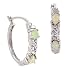 Genuine Diamond Simulated Opal Hoop Earrings