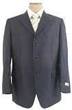 Jones NY Mens 3 Button Dark Navy Blue Pinstripe Silk Wool Suit - Size 44L