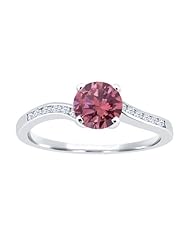 0.89 Ct Round Pink Diamond White Topaz 14K White Gold Ring