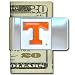 University of Tennessee Pewter Money Clip NCAA