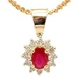 14K Yellow Gold Ruby and Diamond Pendant