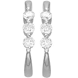 14K White Gold 3 Stone Round Diamond Earrings (0.20 ctw, G-H, SI1)