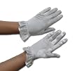 Lillian Gloves Short White Satin with Ruffle