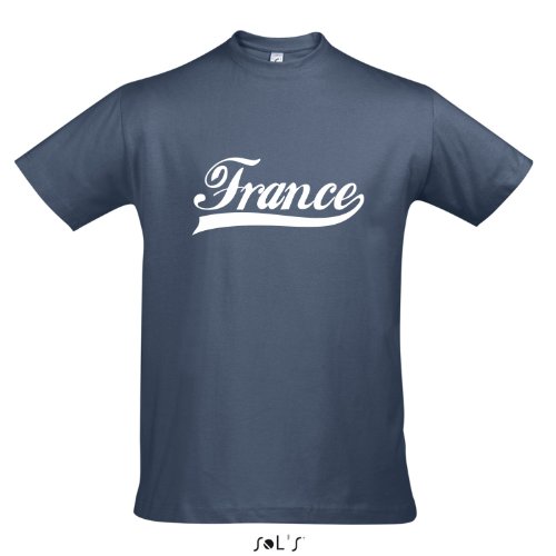 T-Shirt Frankreich Oldschool France LÄNDERSHIRT EM / WM FAN Trikot S-XXL , Denim – weiß , S