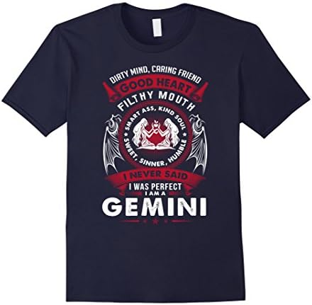 Men's I Was Perfect I Am A Gemini T shirt 2XL Navy