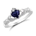 Sterling Silver Blue Sapphire Heart CZ Claddagh Ring Sizes 4 to 9 for $29.99