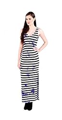Sexy V-neck Jersey/Silk Slit Sleeveless Striped Print Maxi Dress 