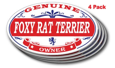 Foxy Rat Terrier Oval Sticker - 4 Pack