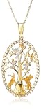 10k Two-Tone Gold Tree of Life Pendant (.005 cttw, J Color, I2 Clarity), 18 w/ Diamond Accent