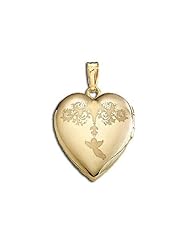 Solid 14K Yellow Gold "Sweetheart" Valentines Day Locket 3/4 inch x 3/4 inch in Solid 14K Yellow Gold