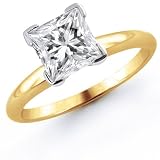 14k Gold 1.50 Carat Princess Cut Solitaire Diamond Engagement Ring - (G-H;SI1-2)