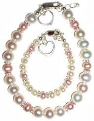 Made in America! Mom and Me, Sterling Silver Bracelet Set for Mother and Daughter. Daughter Is Size Large 6-13 Years.