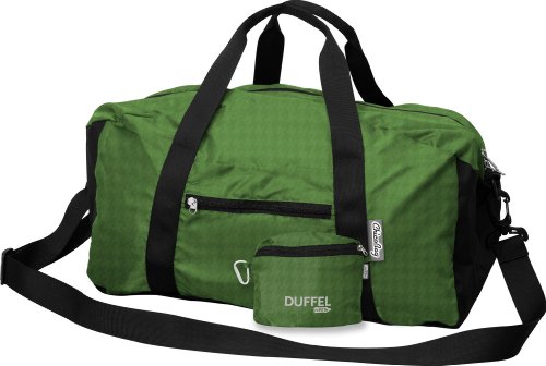 ChicoBag Reusable Duffel rePETe Shopping Tote (Online Green, Bag Handle 17-29-Inch, Bag Body 12-Inch x 19-Inch, Pouch 7.5-Inch x 6.5-Inch)