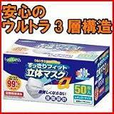 【即納!】【限定100個】 すっきりフィット立体マスク アルファ 1箱50枚セット ウイルス99%以上カット!【インフル対策!】
