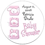 Baby Keepsake: Pink Cute Animal Illustrations Baby Shower Personalized Travel Candle (Set of 24)