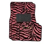 A Set of 4 Universal Fit Animal Print Carpet Floor Mats for Cars / Truck - Pink Zebra
