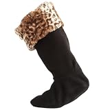 Hunter Kids Leopard Print Cuff Welly Sock