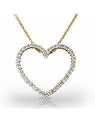 14KT Yellow Gold Dazzling Diamond Heart Shaped Pendant. 7/8 CTW