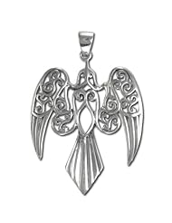 Sterling Silver Large Morrigan Raven Pendant by Dryad Design