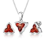 Ultimate Majesty: 10.50 carat Tri Flower Cut Padparadscha Sapphire Pendant Earring Set in Sterling Silver