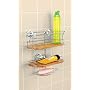 suction BAMBOO wooden SHOWER CADDY bath organizer NEW