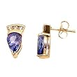 14K Yellow Gold Tanzanite and Diamond Earrings