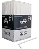 Crystalware Plastic Flexible Straws, Individually Wrapped, 7 3/4 Inches, 380/box, White