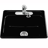 Kohler K-5964-4-30 Mayfield White/Color Single Bowl Kitchen Sink - Iron Cobalt