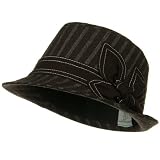 Stripe Fedora Hat with Ribbon Band - Brown W19S56A