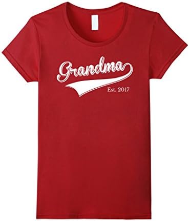 Women's Grandma Est 2017 T Shirt Mother Day Gift for New Grandma Medium Cranberry